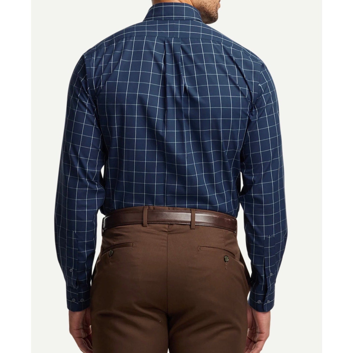 Paul Fredrick Blue Grid Check Dress Shirt Mens 17.5  Button Down Long Sleeve New