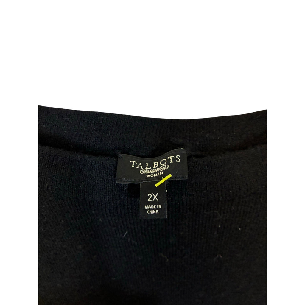 Talbots Women's Lambswool Black Long Sleeve Sweater Top 2X Closet Staple