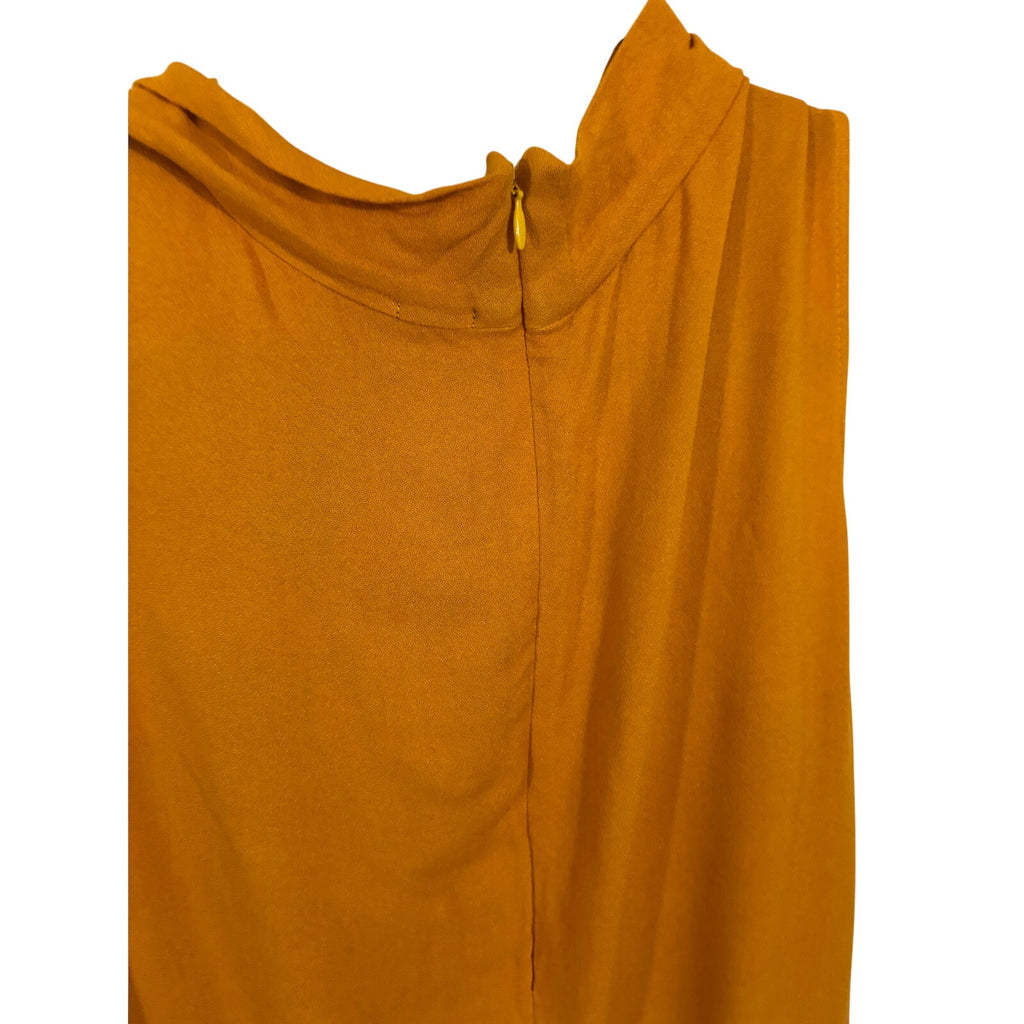 MONROW Cowl Neck Jumpsuit Mustard Sleeveless Drawstring Waist Casual Lounge NWT