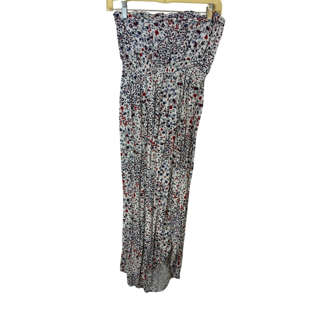 Japna Floral Strapless Jumpsuit American Red White and Blue Nautical Vacation S