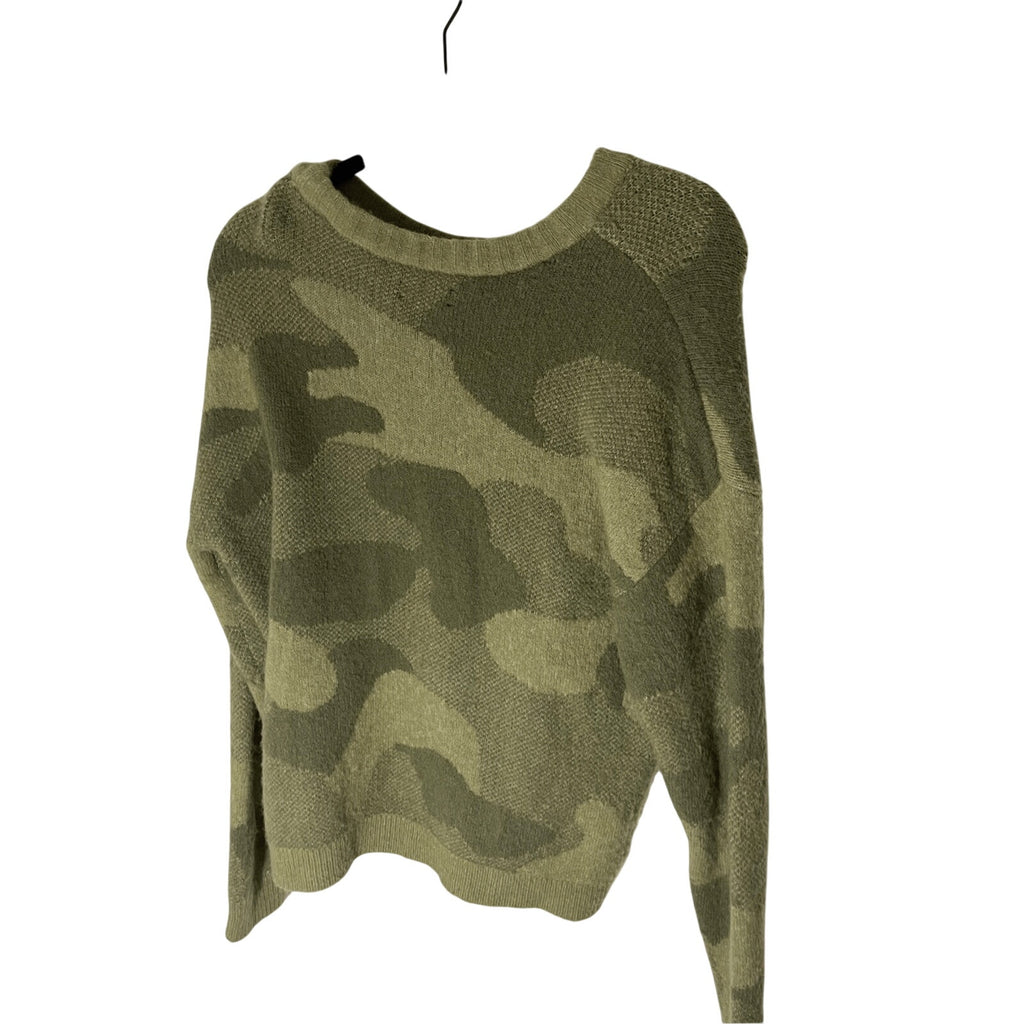 Lucky Brand Green Camo Pullover Crew Neck Sweater Oversized Size S