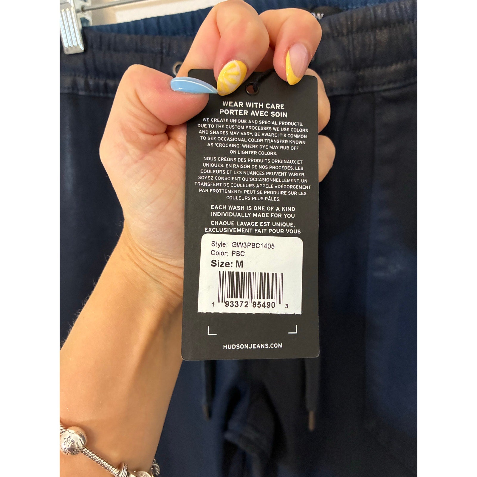 NWT Hudson Women's Blue Flat Front Ankle Zip Pockets Drawstring Jogger Pants M
