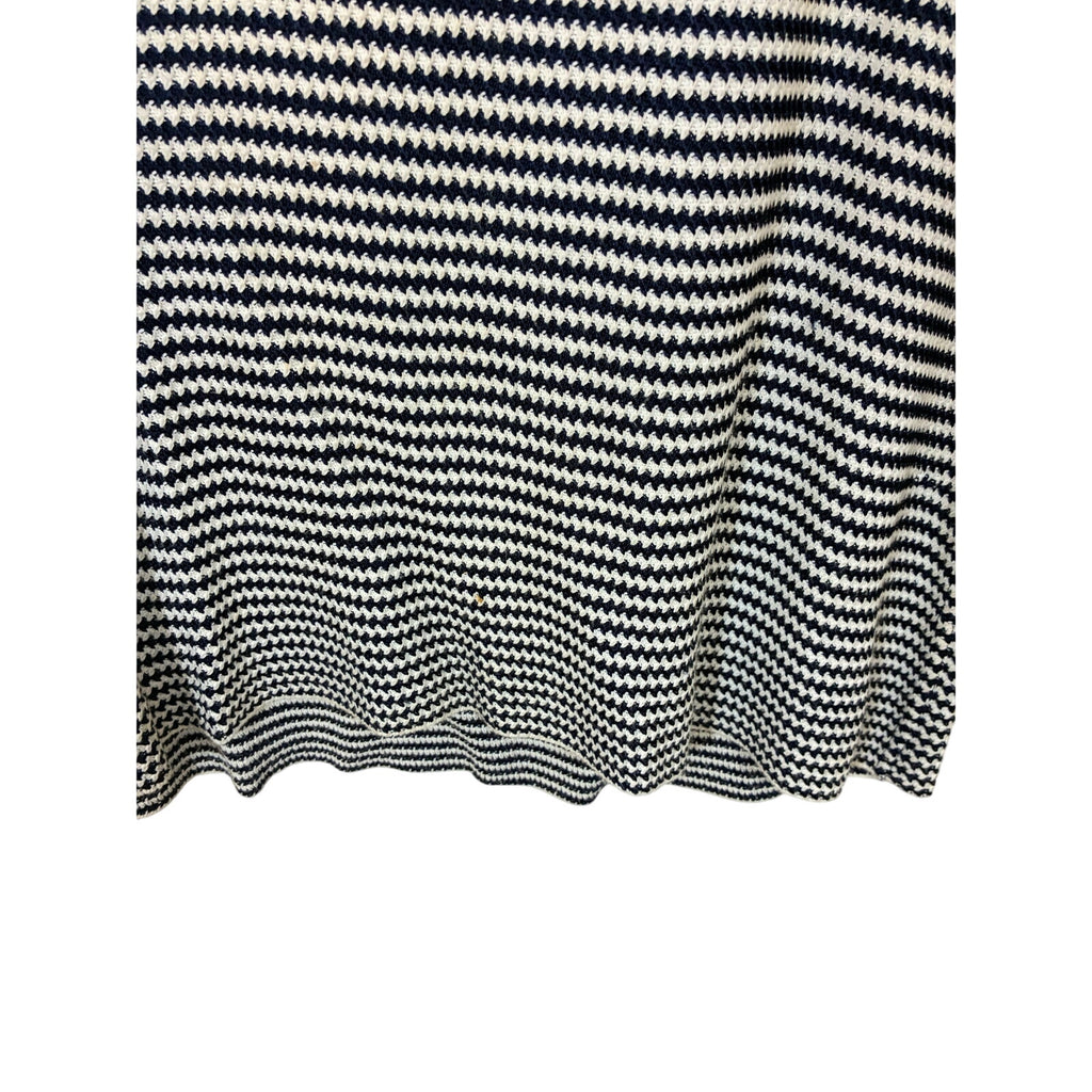 St John Sport Navy Cream Knit Striped Sleeveless Top L Vintage Santana