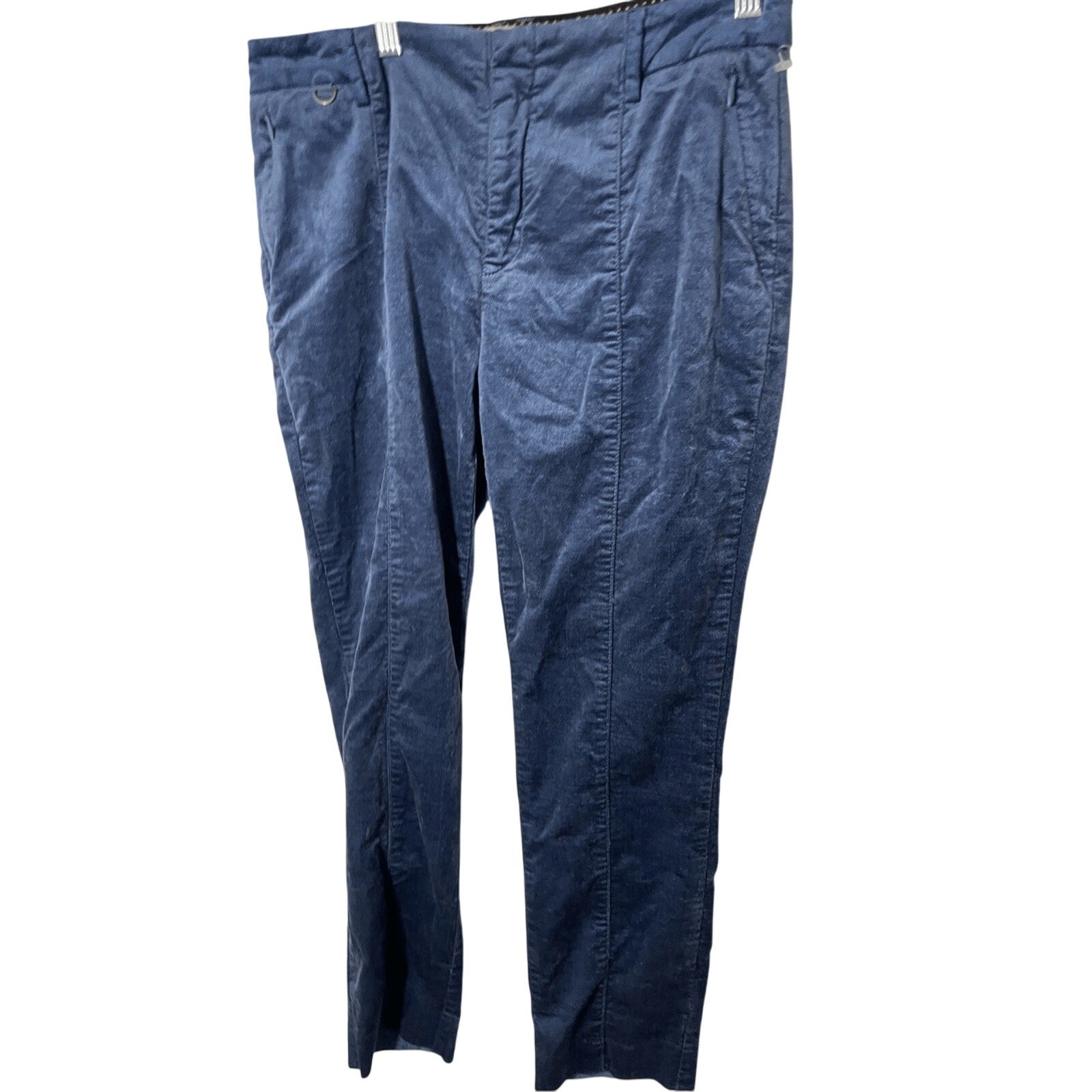 Anthropologie The Essential Slim Velvet Blue Cropped Pants SZ 4