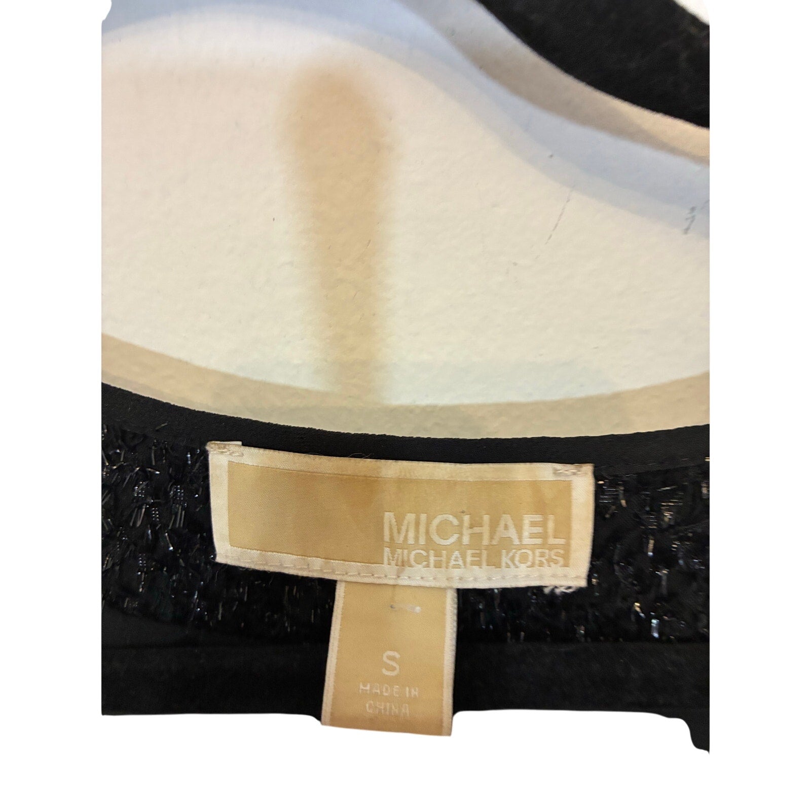 Michael Kors black shimmer V-neck mini dress size Small event business glam