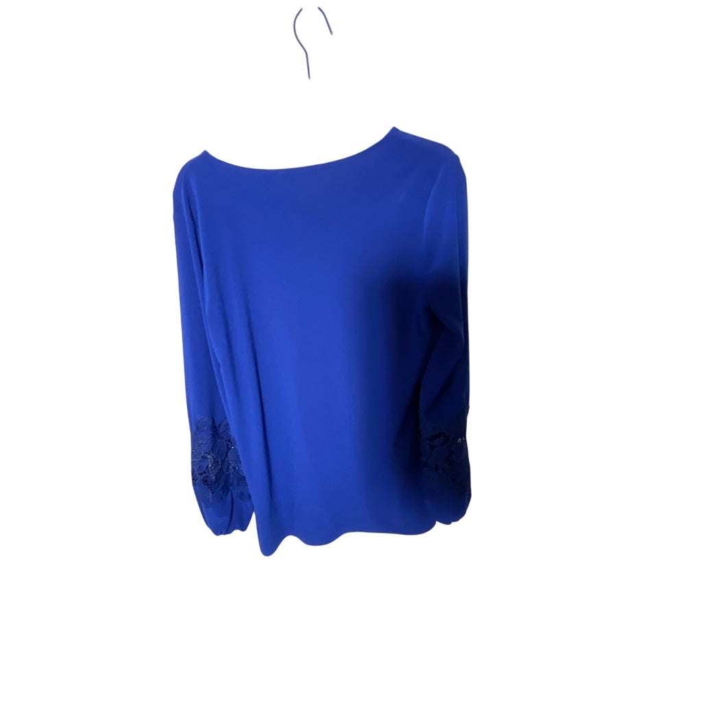 Dennis Basso Women's Cobalt Blue Long Sleeve With Cutout On Sleeve Small