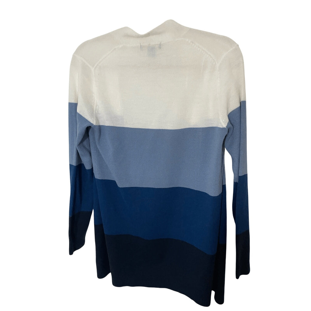CONTACT COLOR BLOCK STRIPED MONOCHROMATIC BLUE CARDIGAN Preppy Coastal Grandma