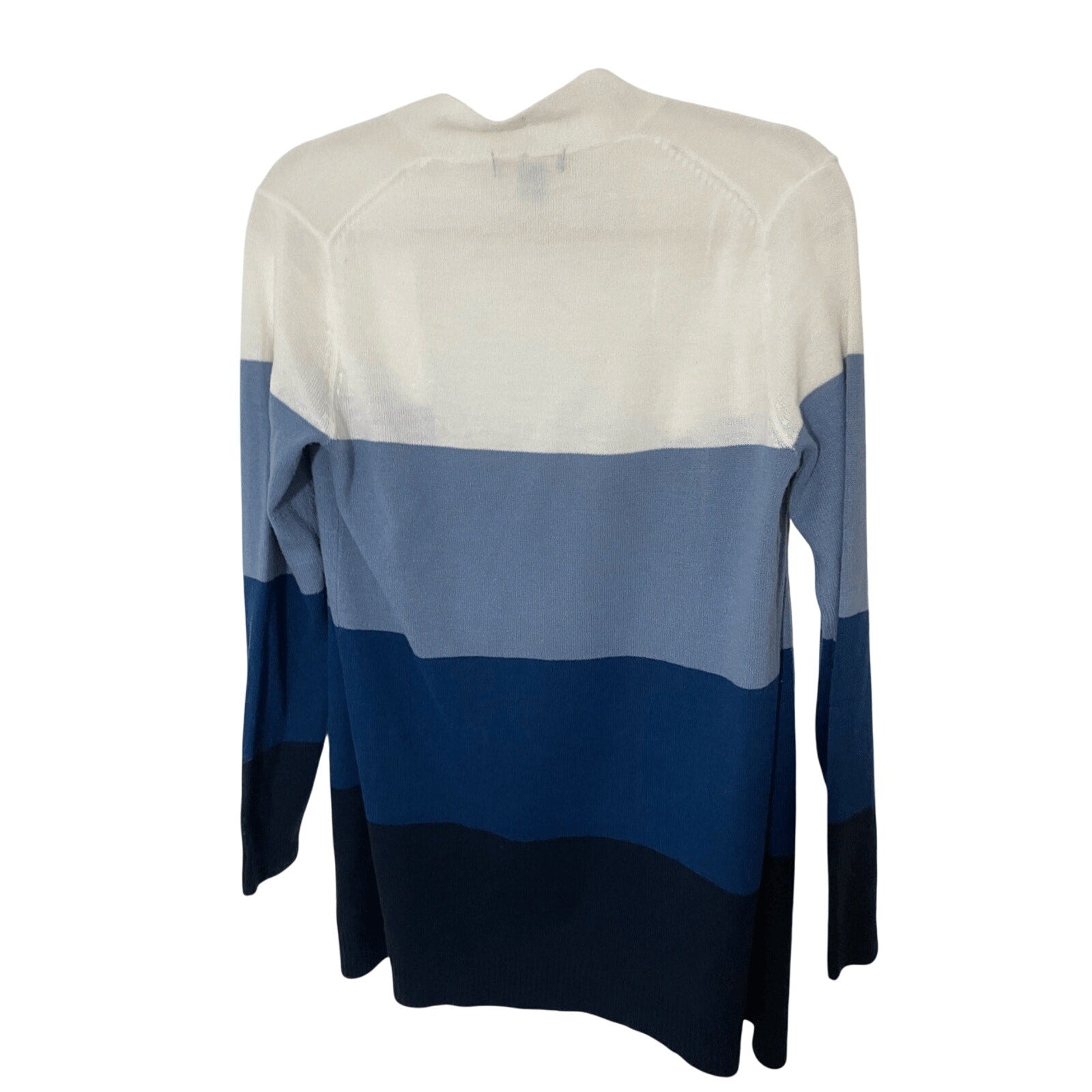 CONTACT COLOR BLOCK STRIPED MONOCHROMATIC BLUE CARDIGAN Preppy Coastal Grandma