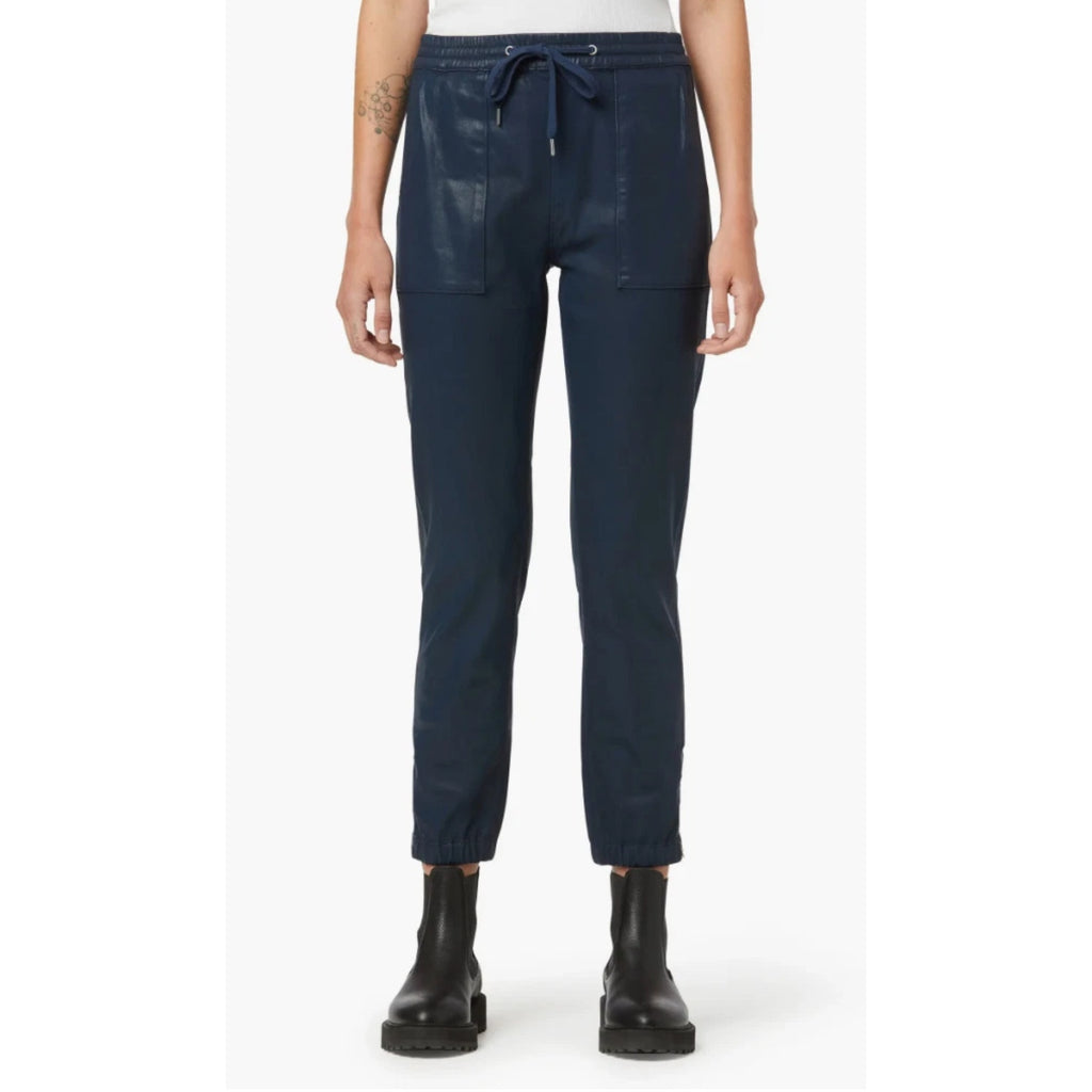 NWT Hudson Women's Blue Flat Front Ankle Zip Pockets Drawstring Jogger Pants M