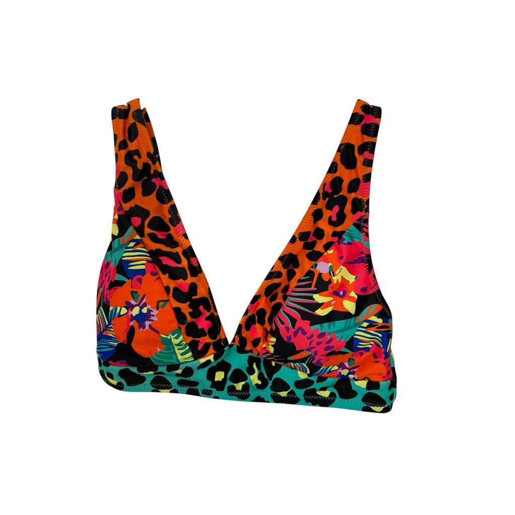 popvil Women's Floral Print High Waisted V Neck Two Piece Swimsuit, Floral-1, S