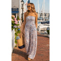 Japna Floral Strapless Jumpsuit American Red White and Blue Nautical Vacation S