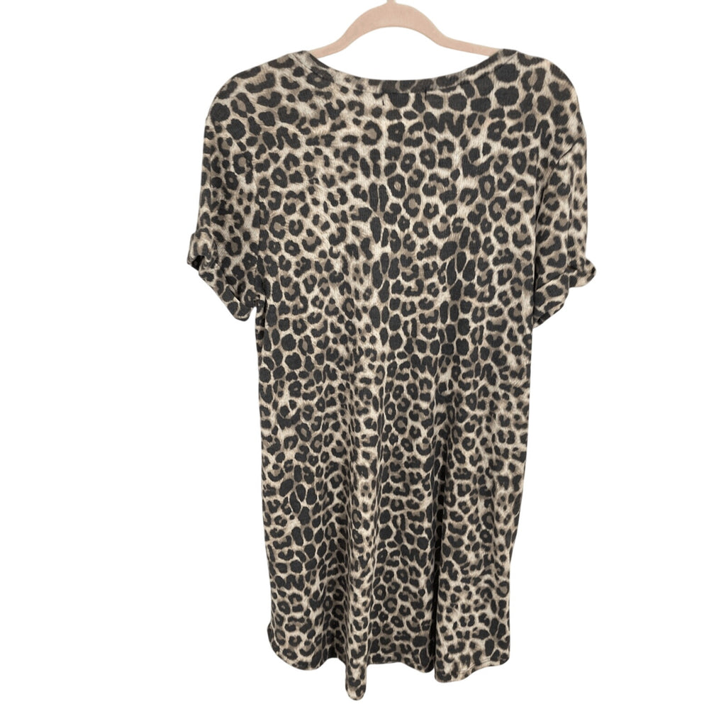 Cherish Medium Women's Cheetah Print Slip On Mob Wife Grease T-Shirt Dress