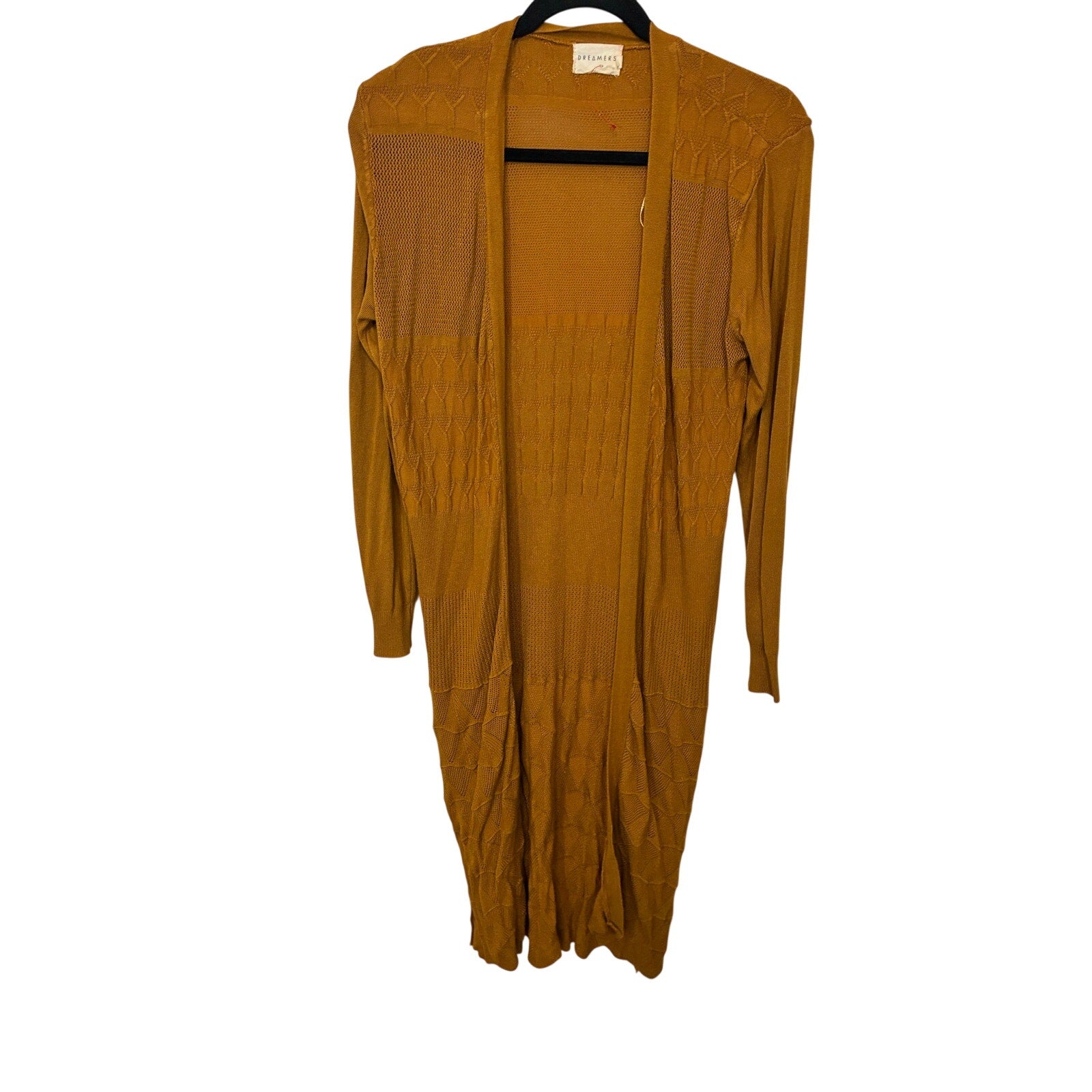 Dreamers Cardigan Open Front Ribbed Knit Sweater Lightweight M Duster Western