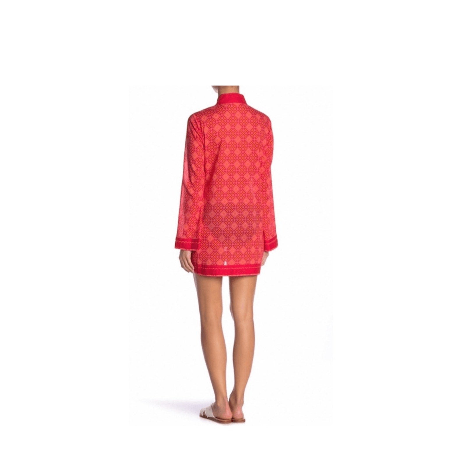 NWOT Tori Burch Honeysuckle Cotton Resortwear Printed Red Pink Tunic