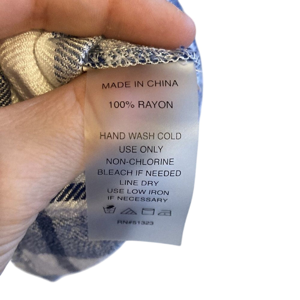 Two  Vince Camuto Petite XS Madras Plaid Off The Shoulder Long Sleeve Blouse