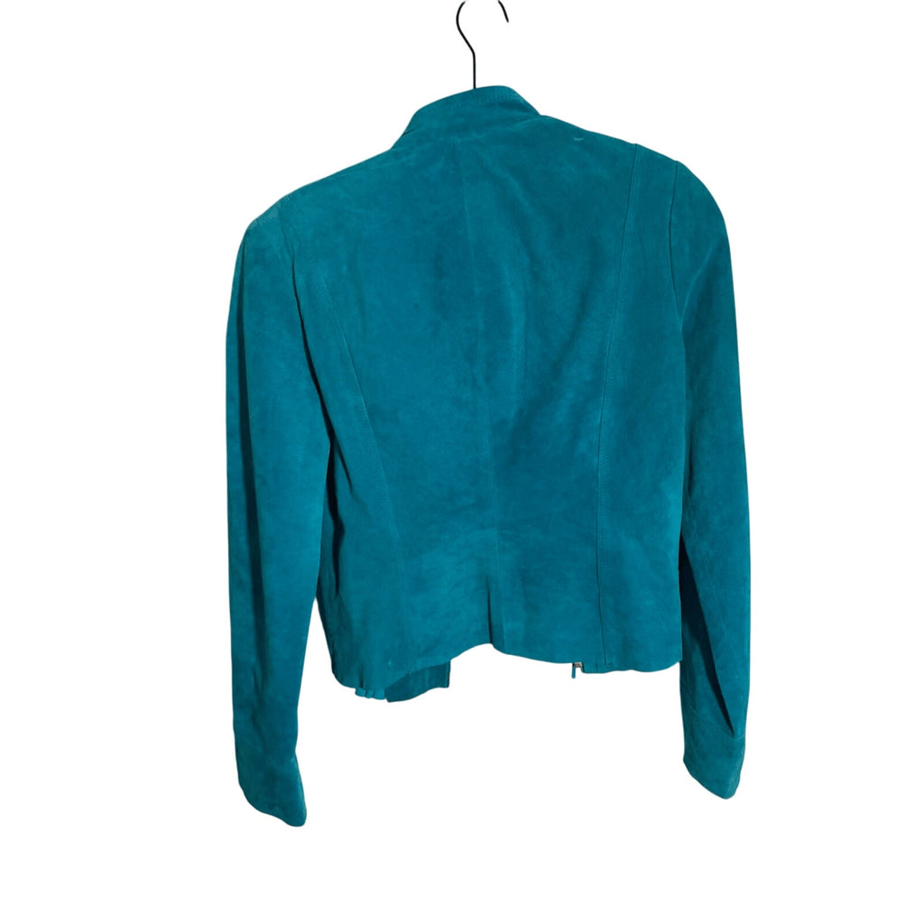 Vintage Yvonne Marie Turquoise Suede Leather Jacket Sz 4 Western Cowgirl Rodeo