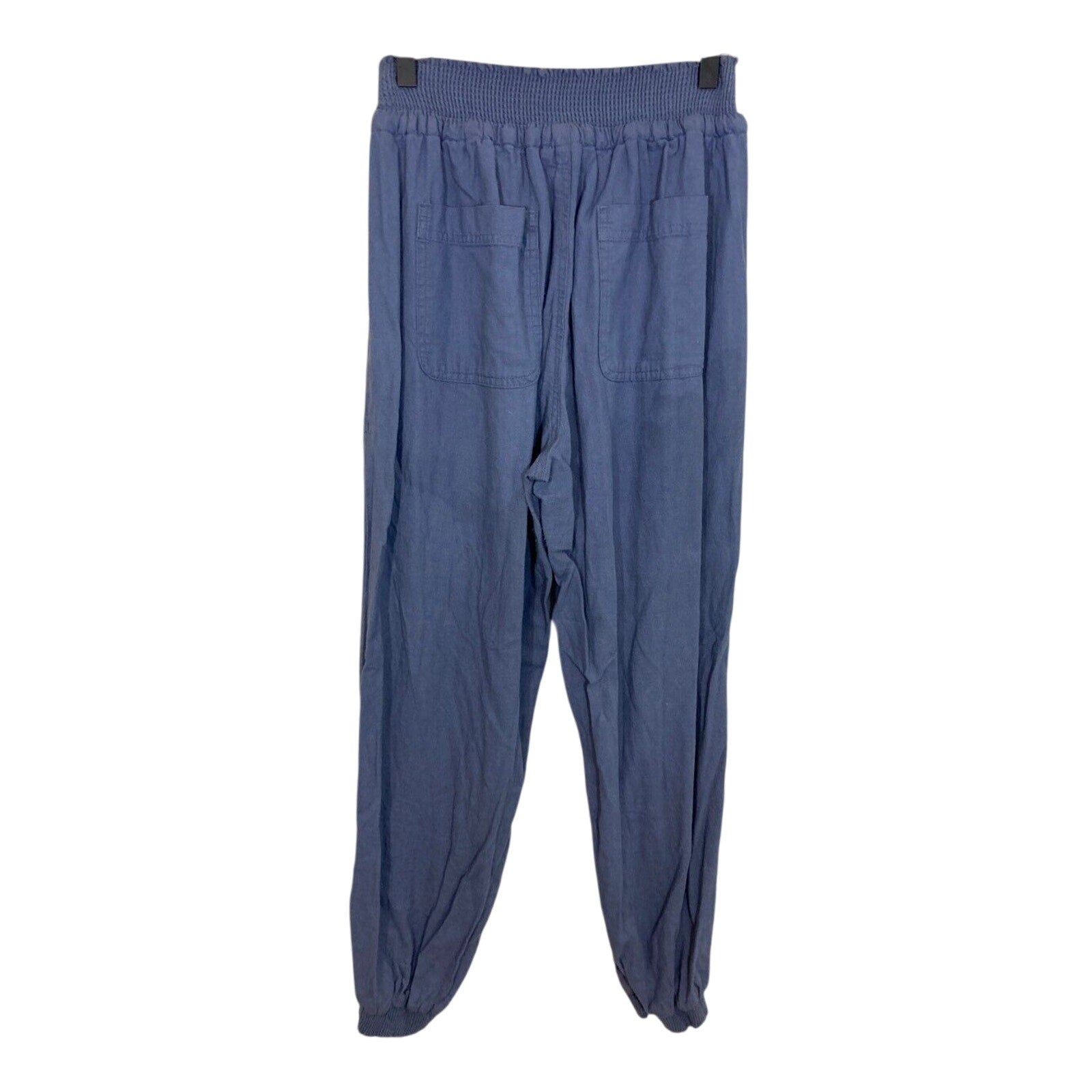 C’isa Womens Medium Blue Cotton Lagenlook Joggers Drapey Relaxed Fit Boho Casual