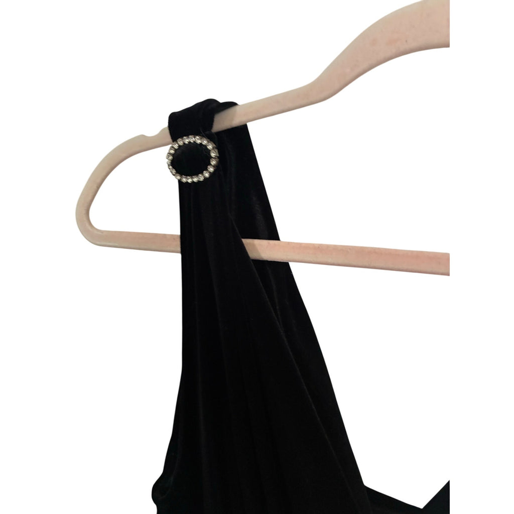 Stop Staring! Vintage 2006 Black Velvet Maxi Dress Old Hollywood Pinup Glam Y2K