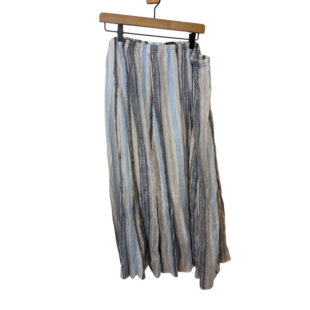Zac and Rachel Women Seaside Stripe Pull on Midi Skirt 2X Coastal Minimalist