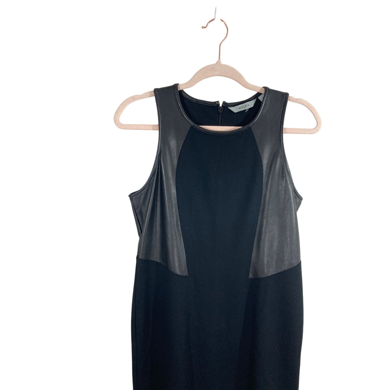 Night on the Town Athleta Vegancore Leather Grunge Ponte Stretch Dress Size S