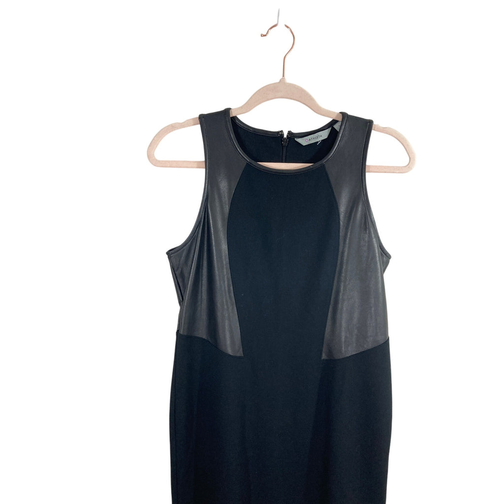 Night on the Town Athleta Vegancore Leather Grunge Ponte Stretch Dress Size S