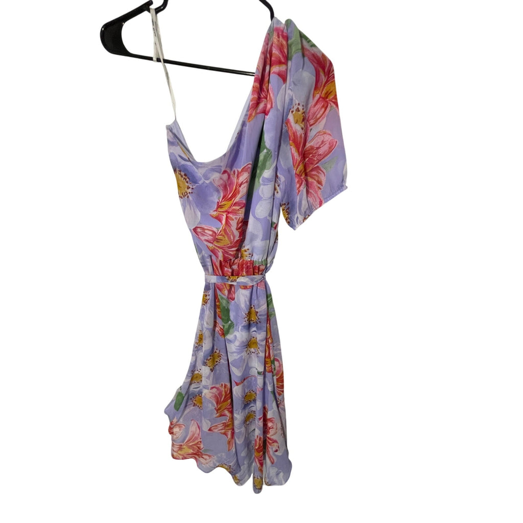Julia Jordan Floral One Shoulder Asymmetric Midi Dress Lilac Multi Fairy Wedding
