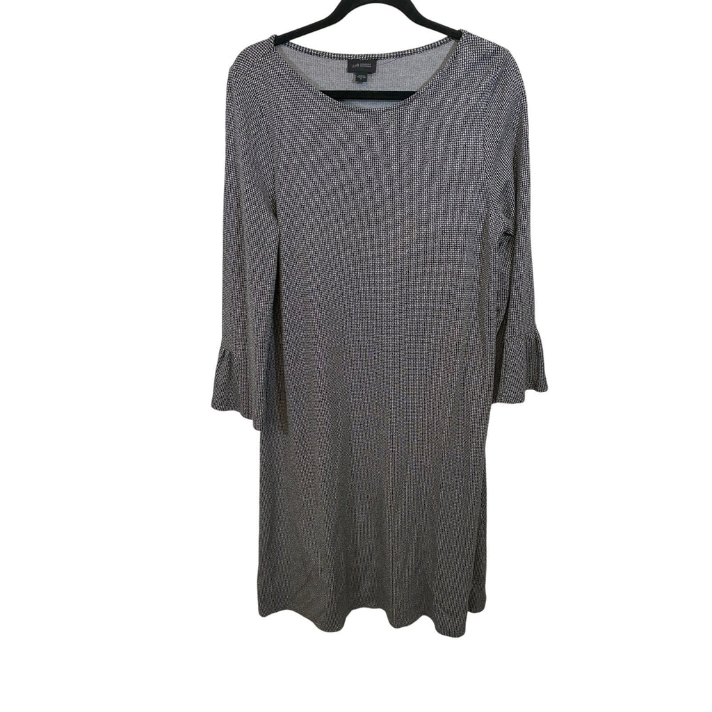 J. Jill Wearever Houndstooth Shift Dress Womens Medium Black White Career Knit