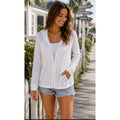 Tahari 100% Linen Hooded Open Front Cardigan Sweater Long Sleeve Casual Small