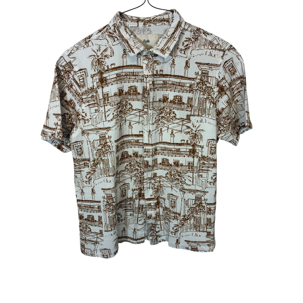 Folk Clothing Large Men's Plate SS Shirt Organic Cotton Preppy Minimalist