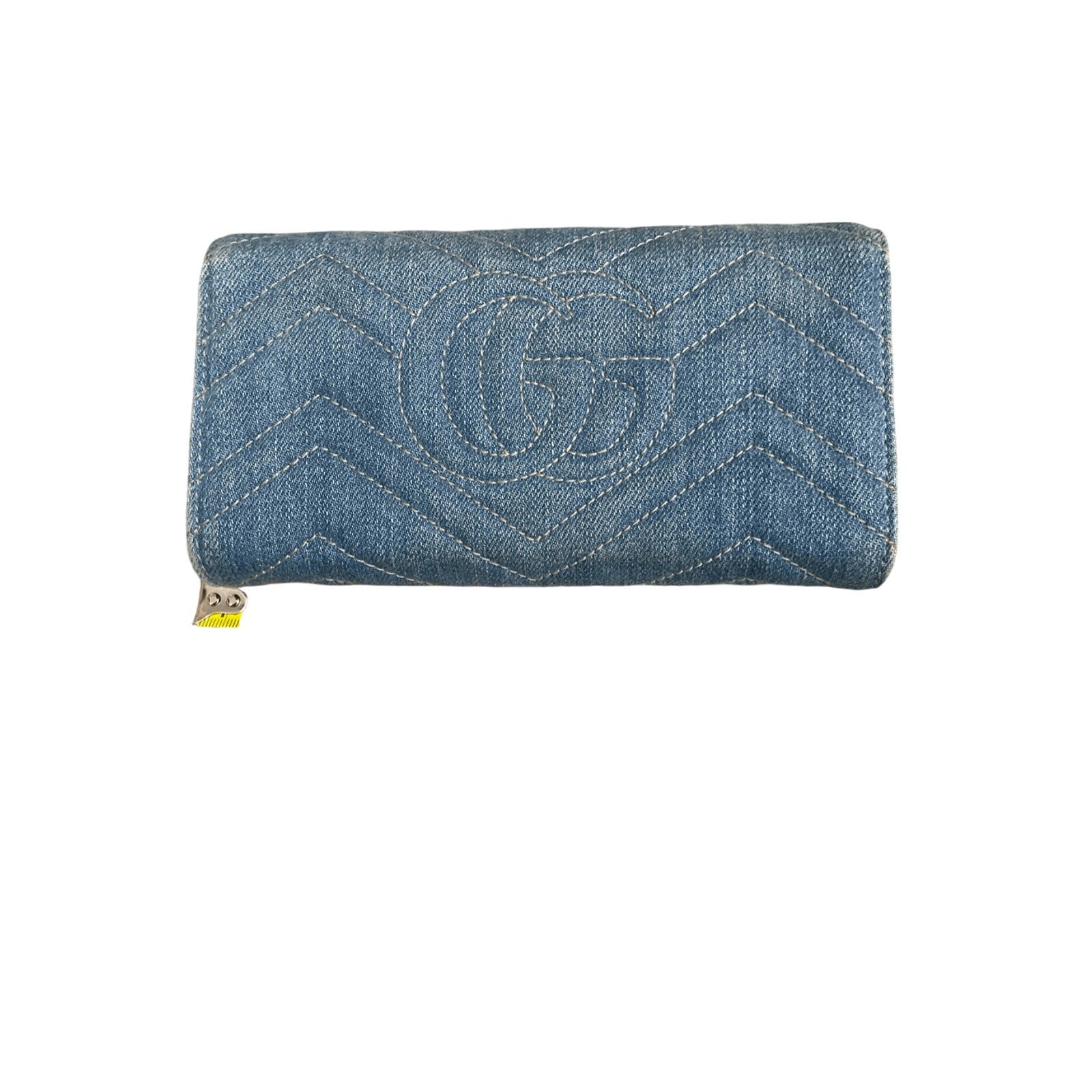 NWT Gucci Marmont Denim Pearl Zippy Wallet Limited Edition Preppy Denim Glam