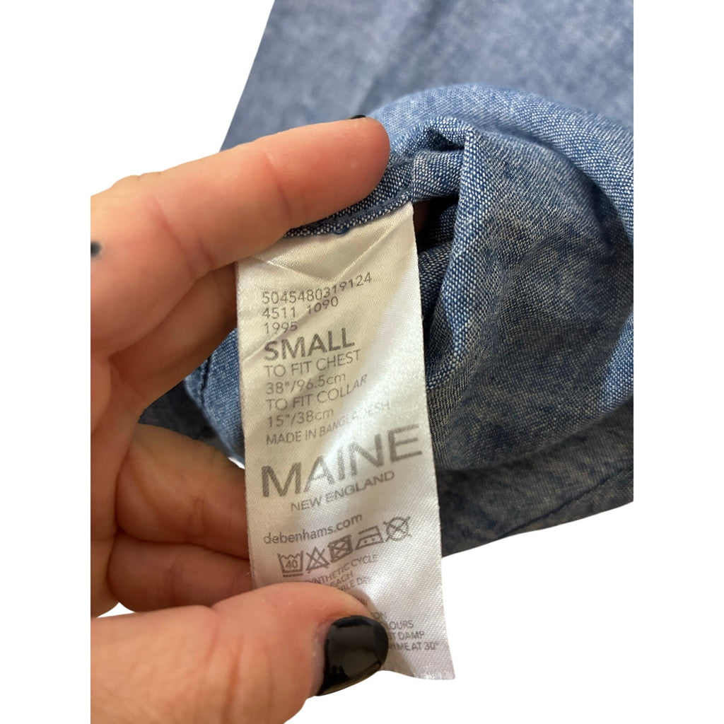 Maine New England Men’s Linen Blend Chambray Shirt English Heritage Coastal Prep
