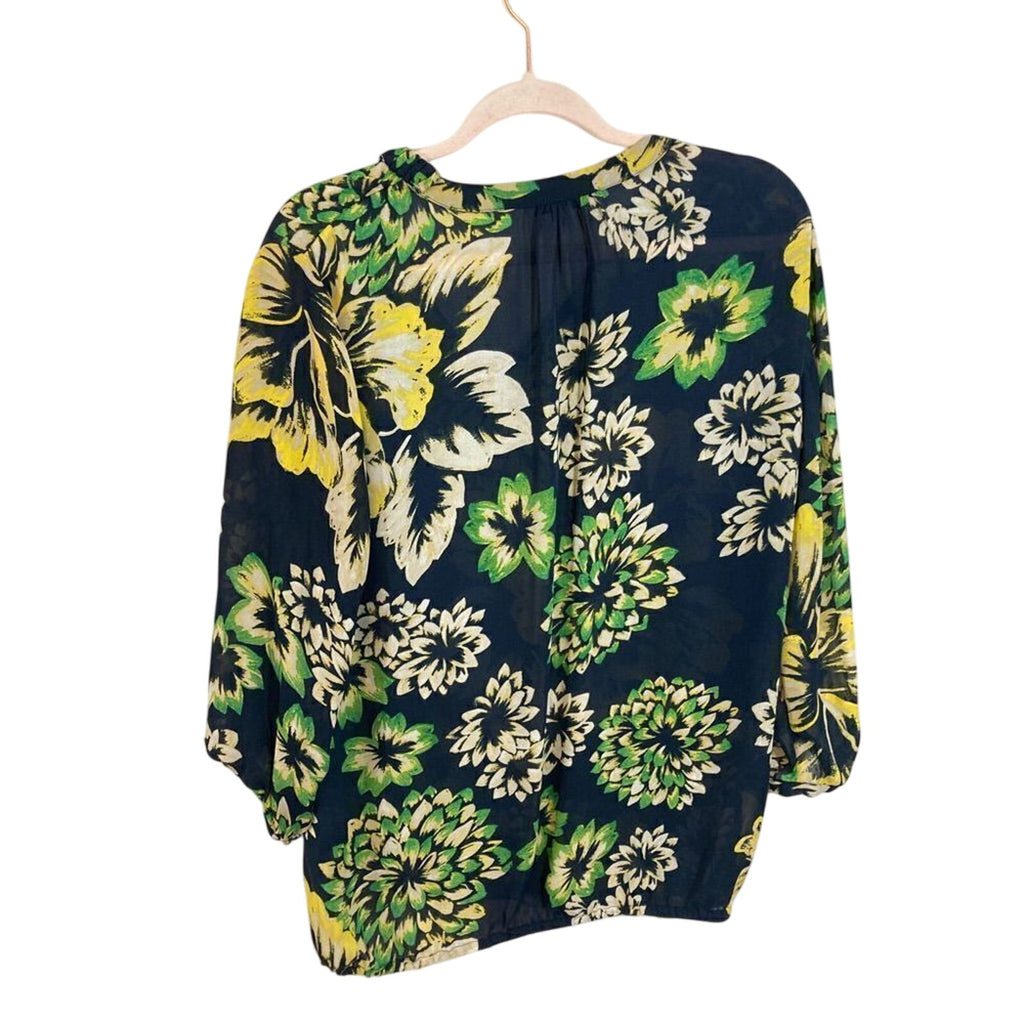 Banana Republic Floral Long Sleeve Bohemian Minimalist Coastal Grandma Blouse