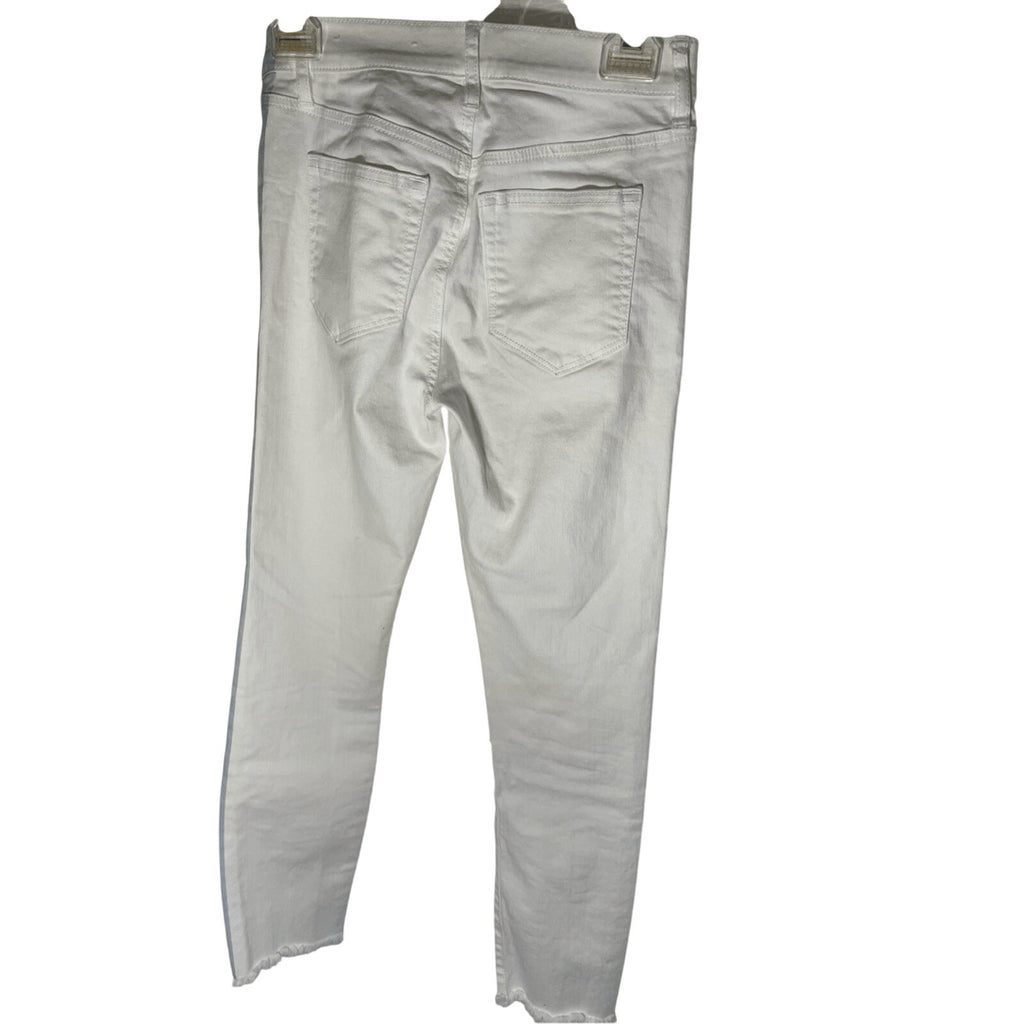 Ann Taylor Loft White Skinny Jeans Womens 24 High Rise Cropped Western Stripe