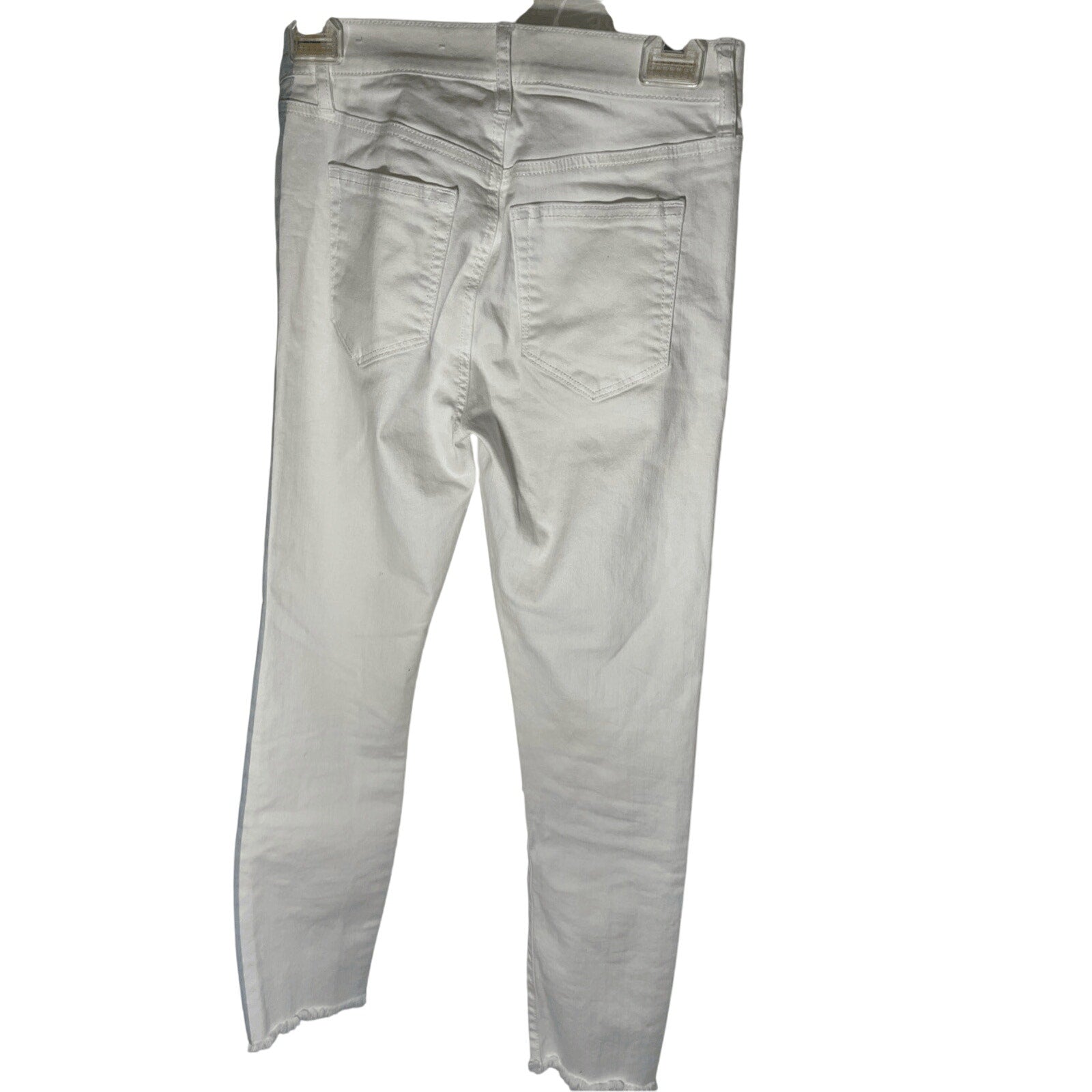 Ann Taylor Loft White Skinny Jeans Womens 24 High Rise Cropped Western Stripe