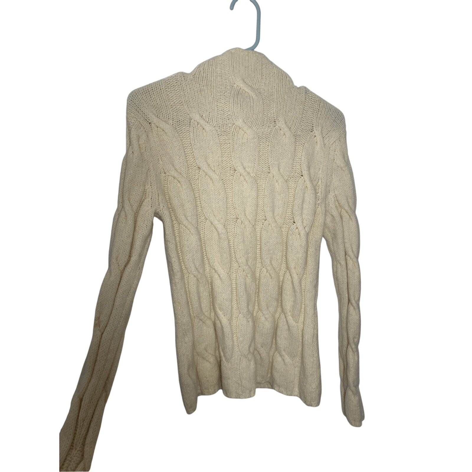 Eddie Bauer Vintage Fisherman Ribbed Lambswool Cream ModestTurtleneck SZ L