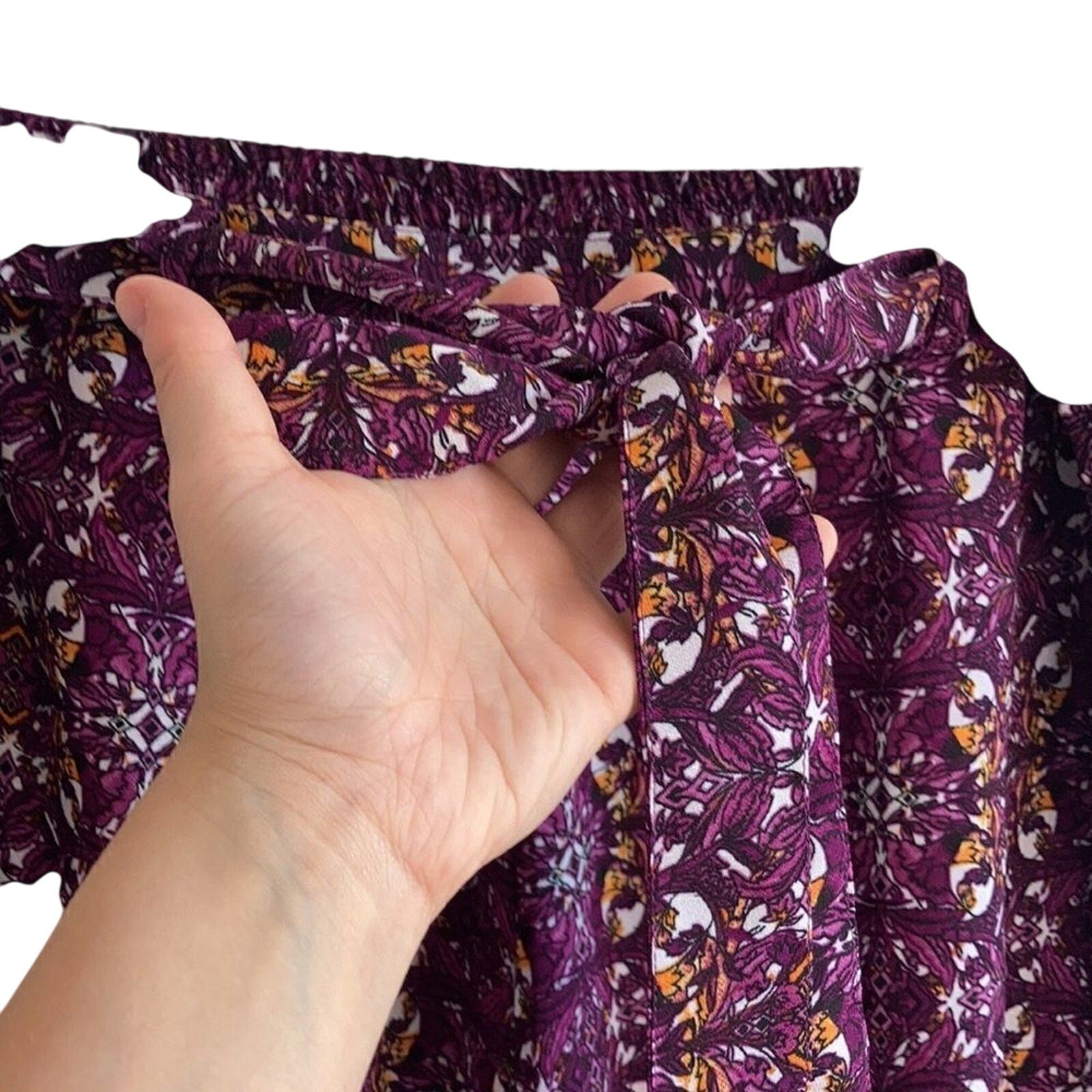 Ashley Stewart Paisley Boho Culotte Novelty Print Art to Wear Flowy Shorts
