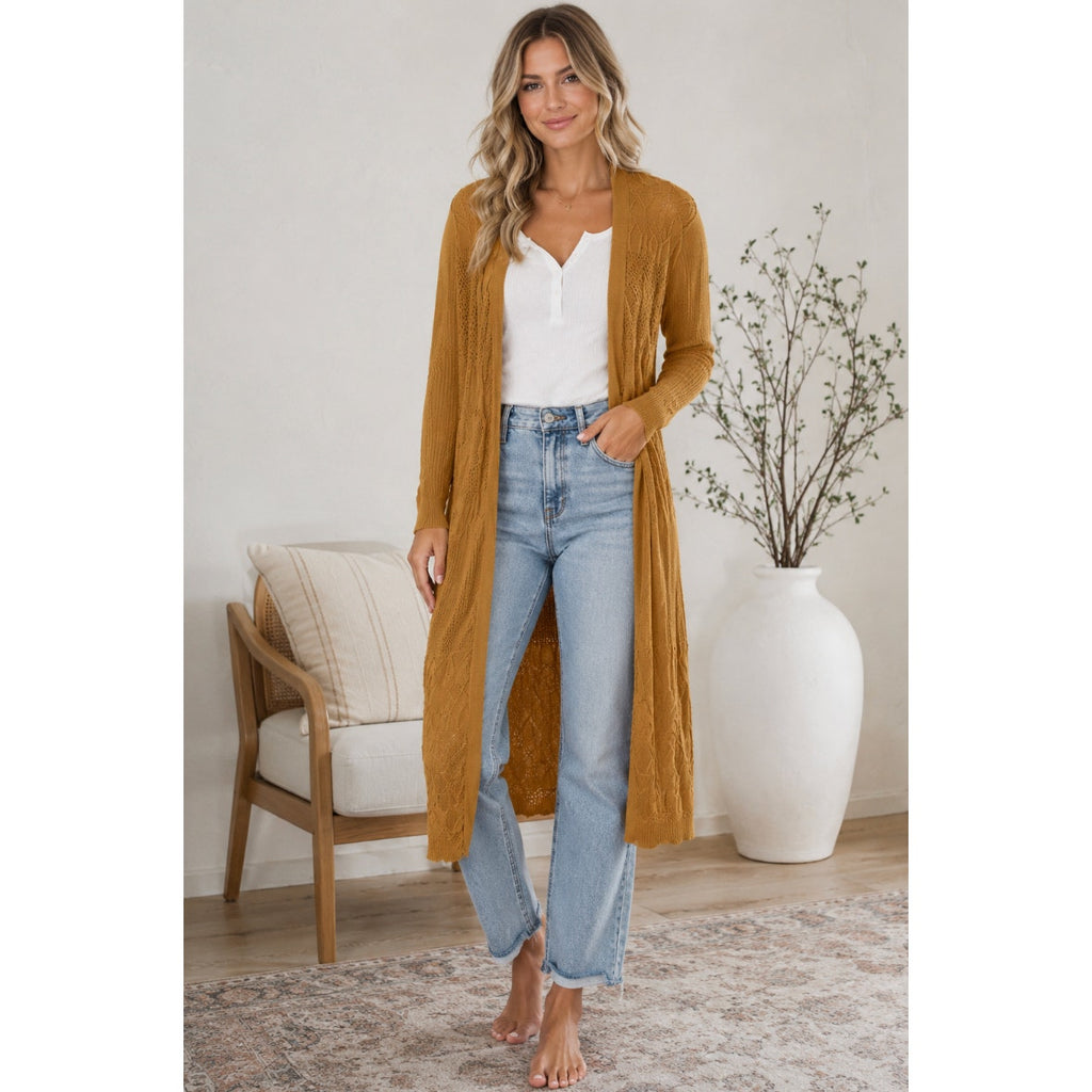 Dreamers Cardigan Open Front Ribbed Knit Sweater Lightweight M Duster Western