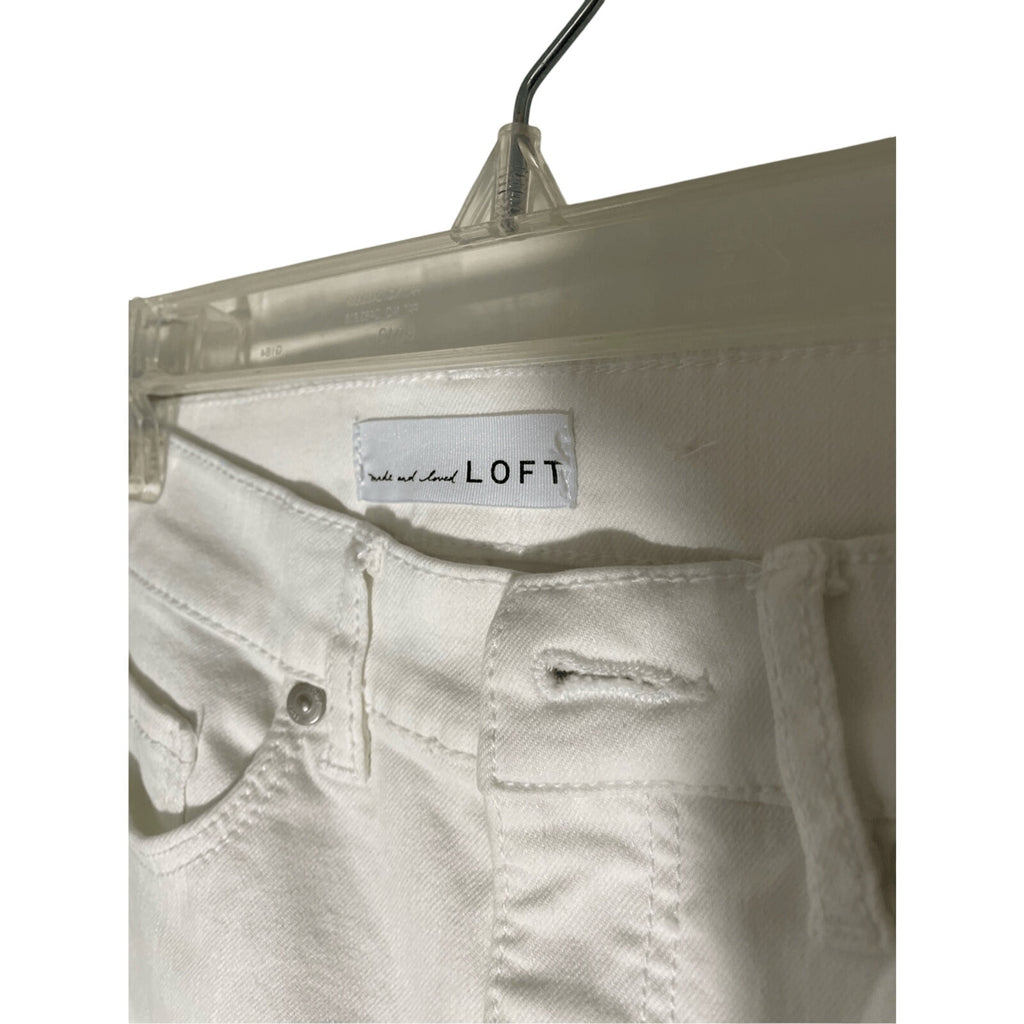 Ann Taylor Loft White Skinny Jeans Womens 24 High Rise Cropped Western Stripe