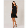 Tommy Hilfiger Quiet Mute Retro Shimmer Gold Ruffle Tiered Black Tank Dress Sz 4