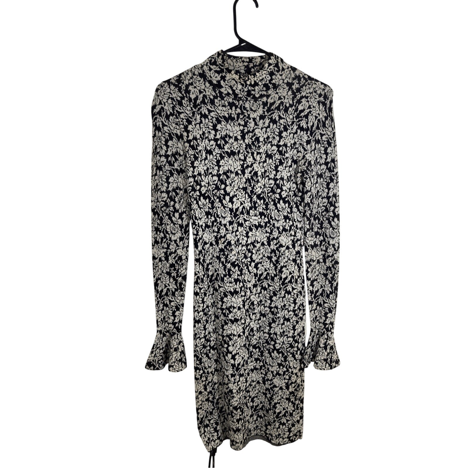 Michael Kors XS Printed Bodycon Long Sleeve Monochrome Dress Formal Classy