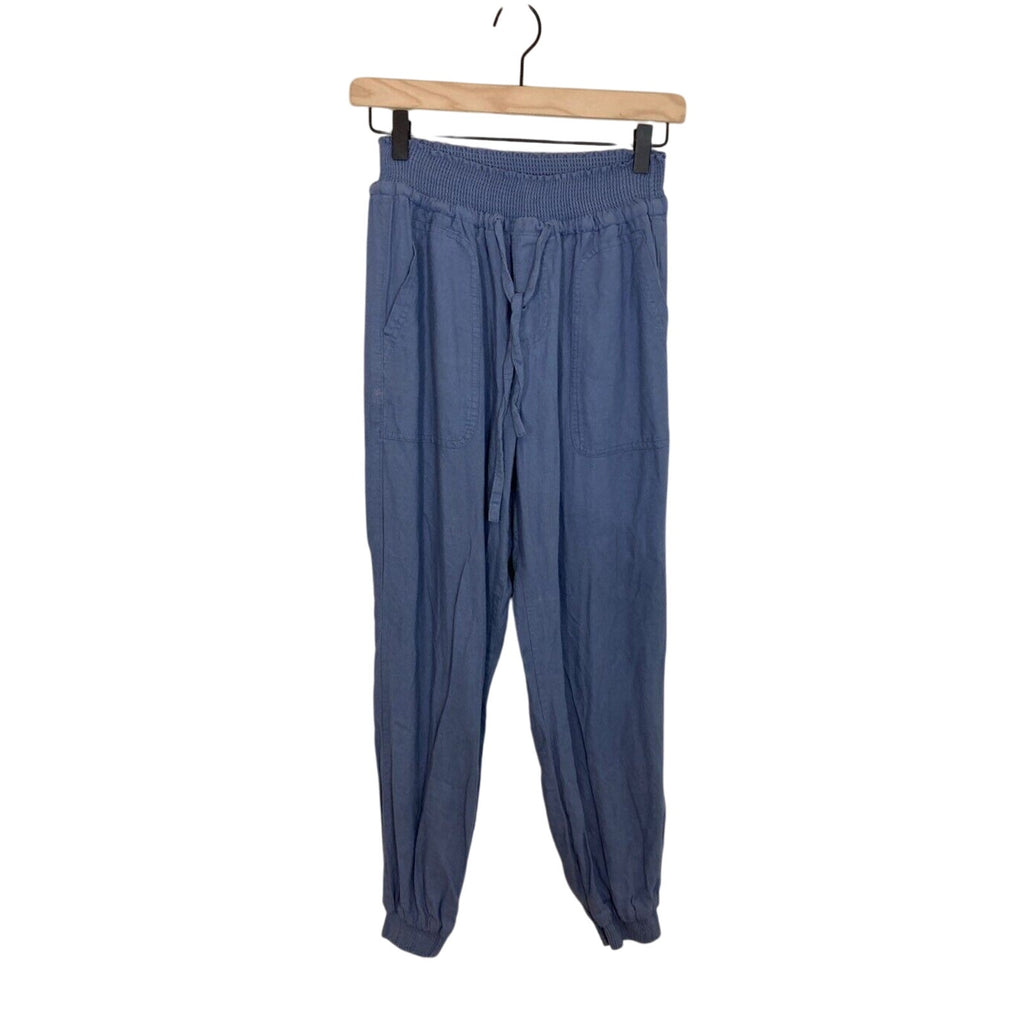 C’isa Womens Medium Blue Cotton Lagenlook Joggers Drapey Relaxed Fit Boho Casual