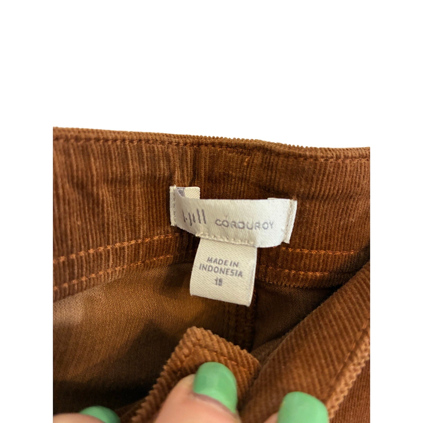 J Jill Chocolate Brown Corduroy Pants  Sz 18 Cuffed Hem 5 Pocket Pull-On