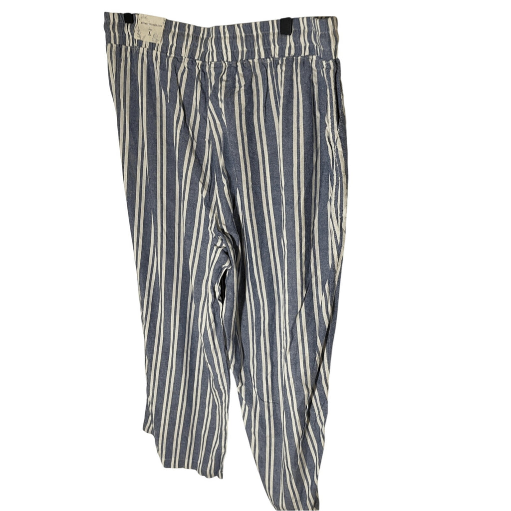 NWT Royalty for Me Large Casual Breton Striped Cotton Pants Wide Leg Trousers