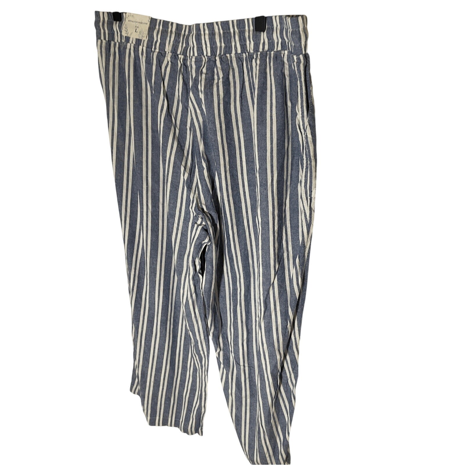 NWT Royalty for Me Large Casual Breton Striped Cotton Pants Wide Leg Trousers