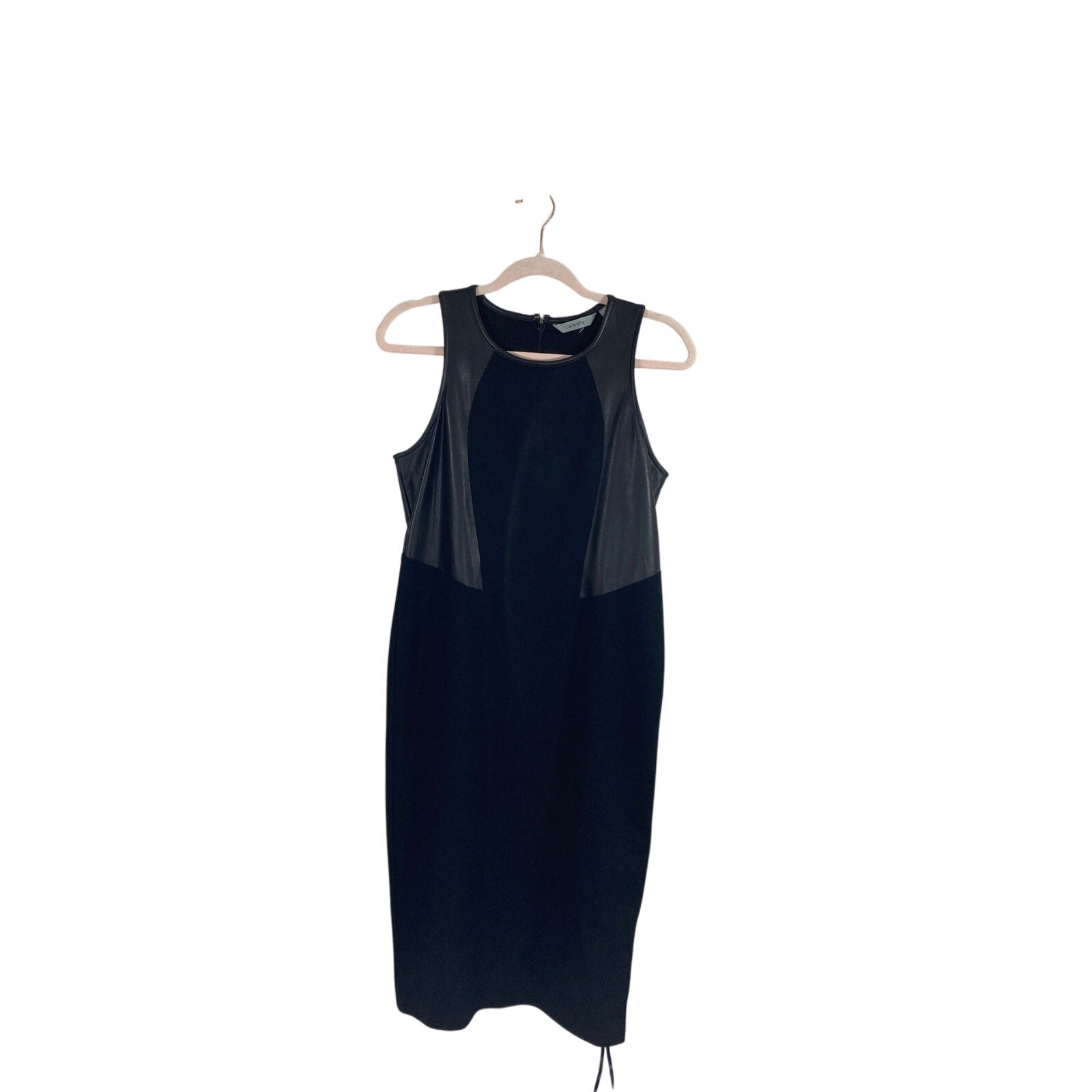 Night on the Town Athleta Vegancore Leather Grunge Ponte Stretch Dress Size S