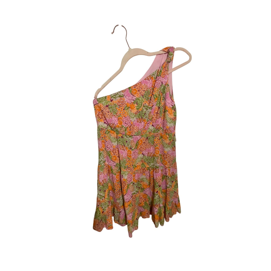 Sky to Moon Western Date Night Romantic Boho Pink Floral One Shoulder Sun Dress