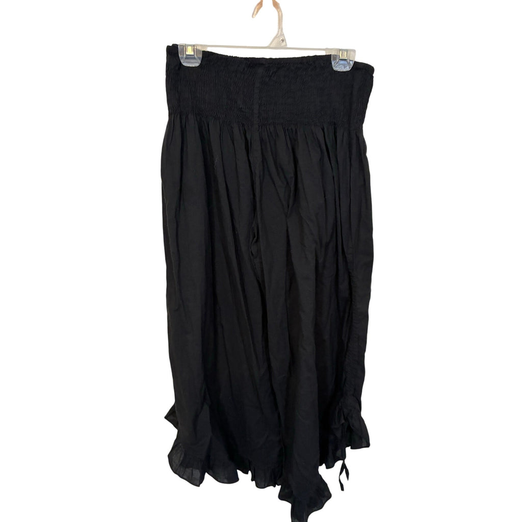 Zury Pirate Black Pants Free Size Costume Gauzy Retro Ruffle Halloween Cotton
