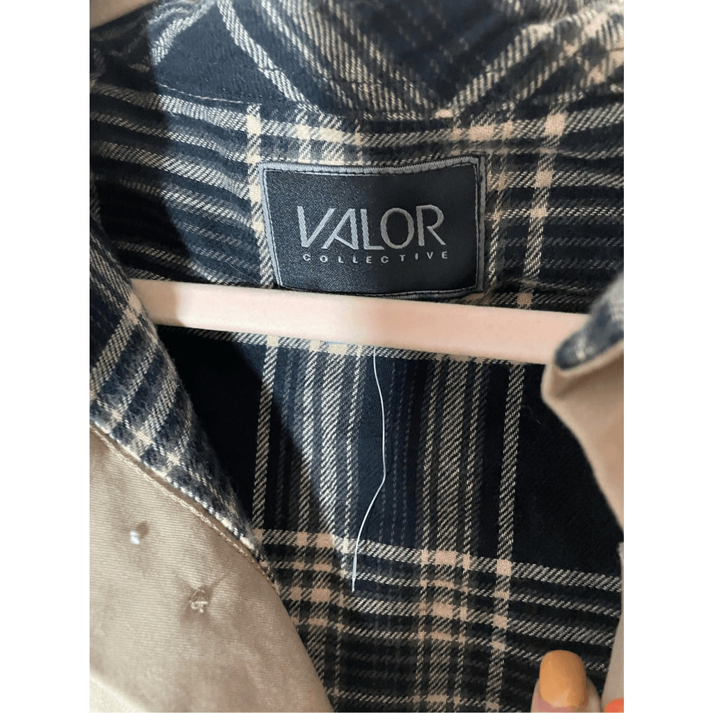 NWT Valor Men's Tan Trucker Front Plaid Lined Button Chore Jacket Menswear