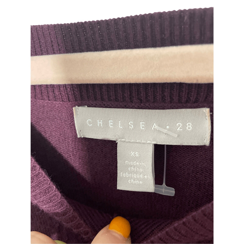 Revolve Chelsea 28 Sweater Cashmere Soft V-Neck Purple XS