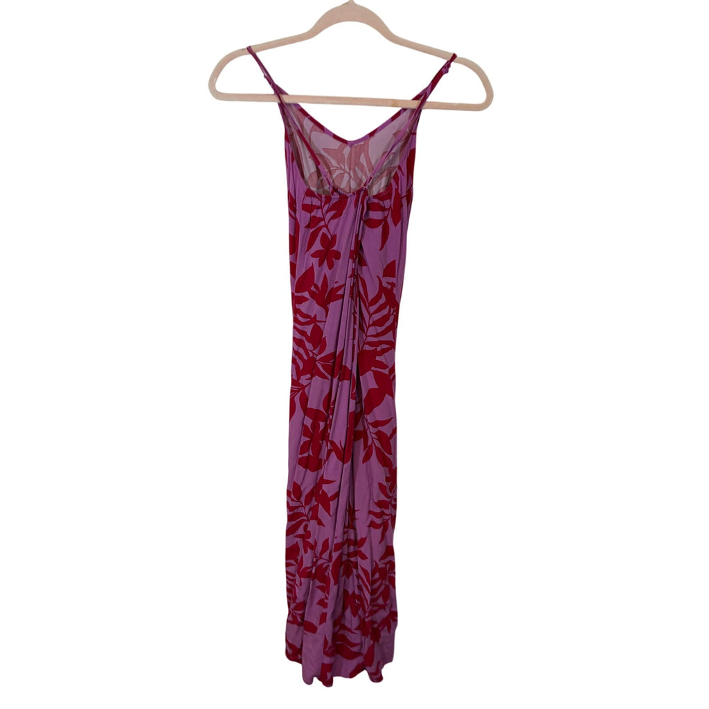 Old Navy Purple Tropical Print Hibiscus Maxi Dress Vacation Boho Western Beach S